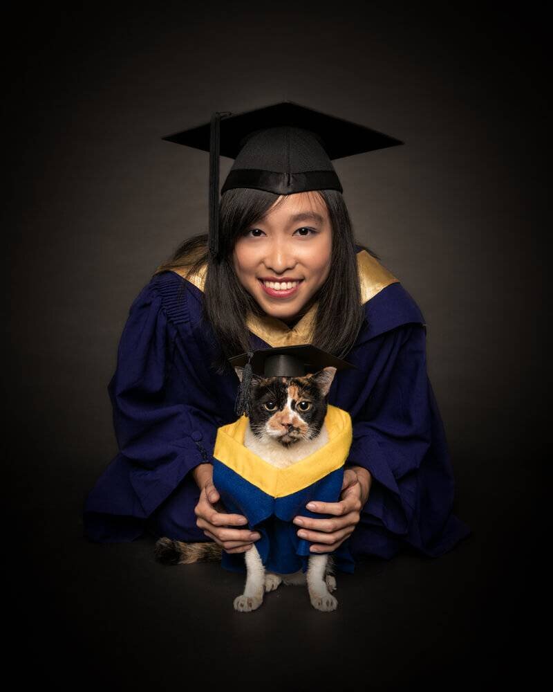 Graduation portrait with a pet, by Magicdow Photography Singapore