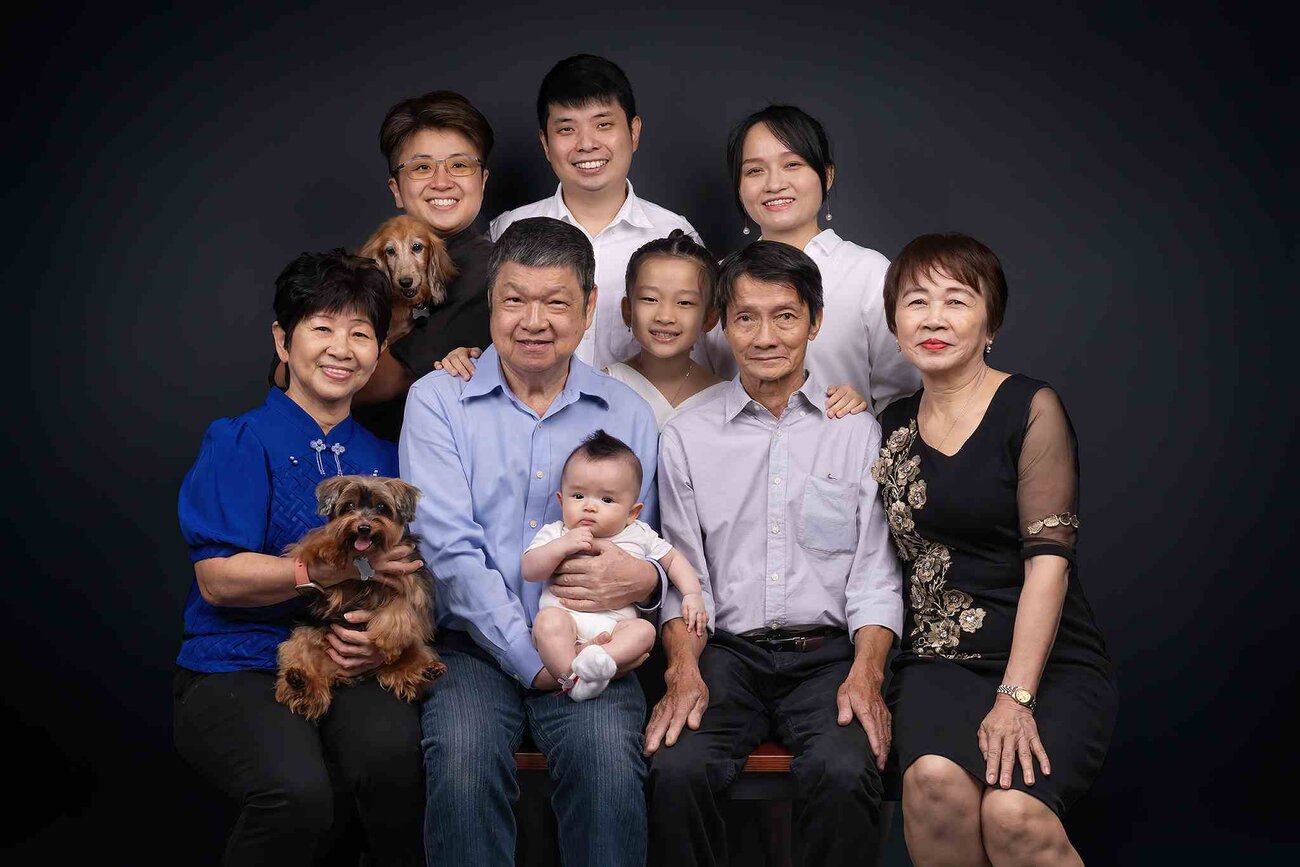 Three generation family portrait, studio, by Magicdow Photography Singapore